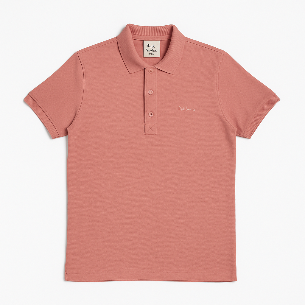 Folded Paul Smith terracotta polo shirt with embroidered logo and button placket