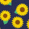 Navy blue kids' dress with bright yellow sunflower print, short sleeves, and a flared skirt for children aged 4 to 5 years.