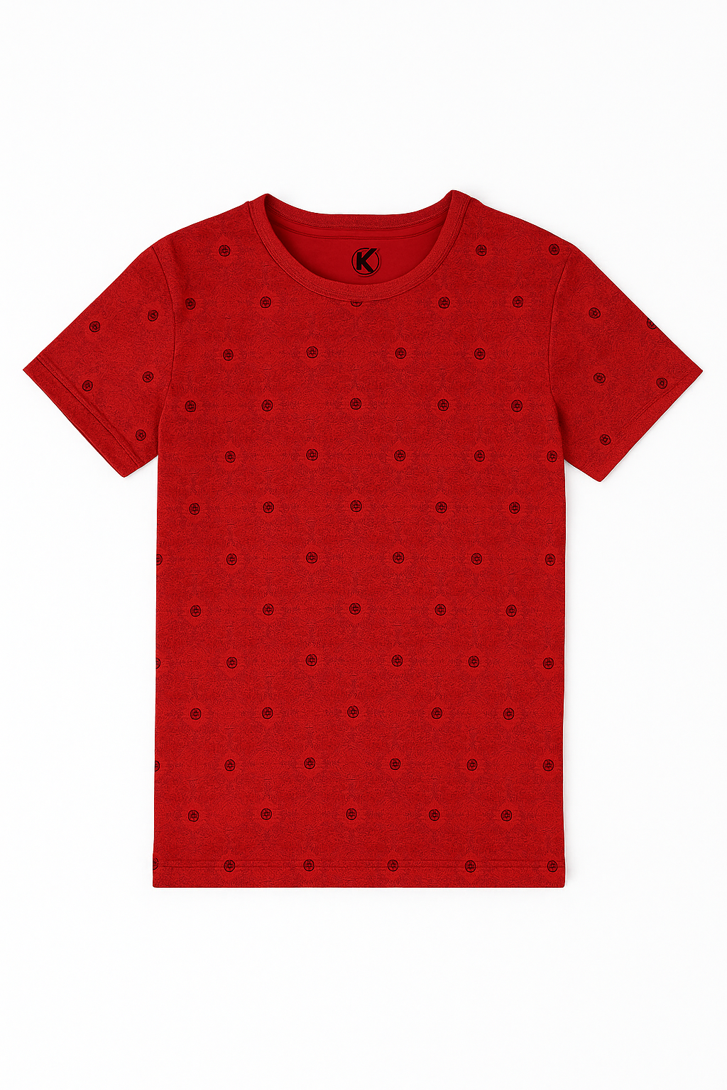 Red short-sleeve kids' nightwear set with matching printed t-shirt and pajama pants for 5 to 6 years