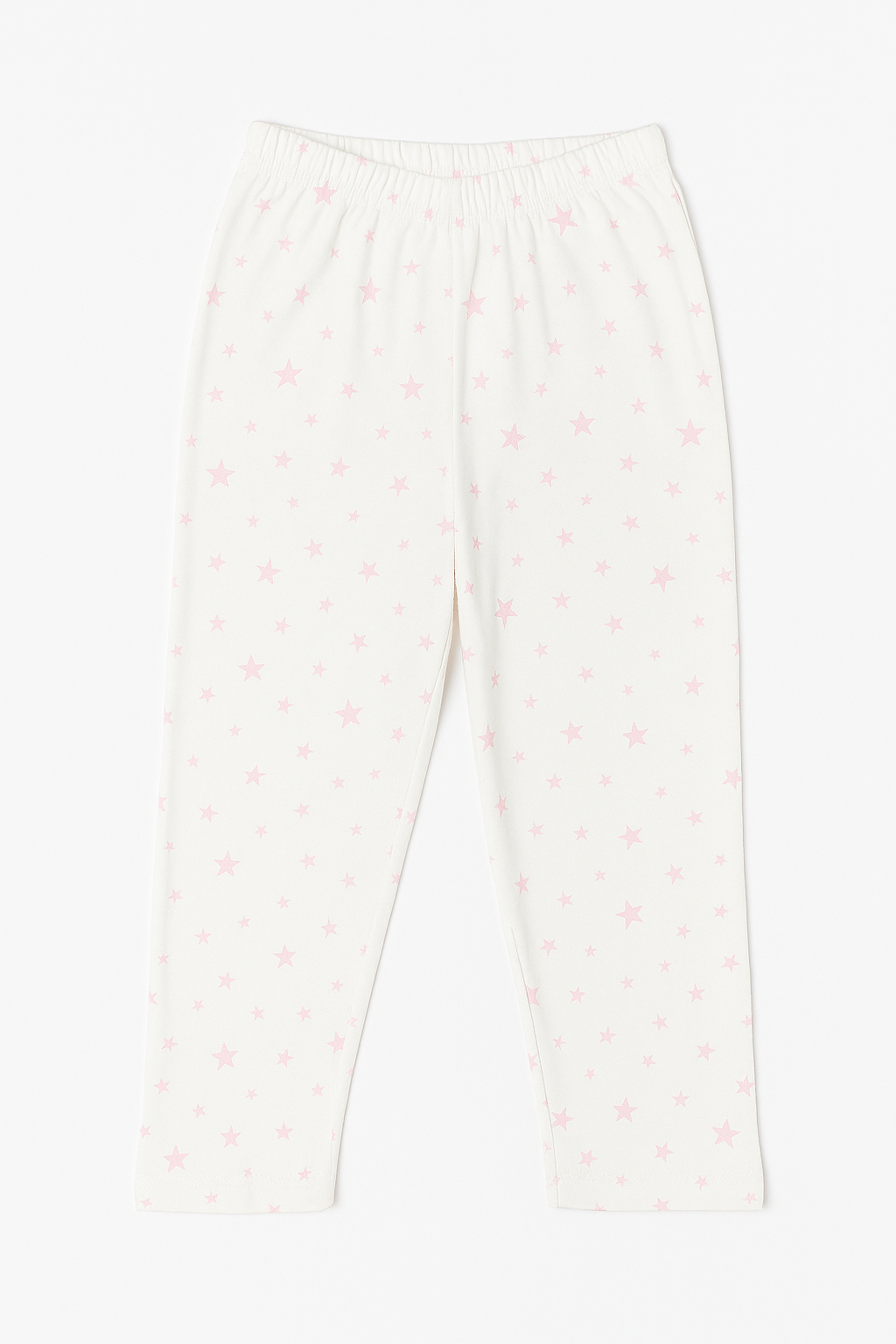 White leggings for girls with pink star print – age 3 to 4 years