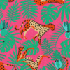 Colorful kids trouser with zebra and leaf print on red base