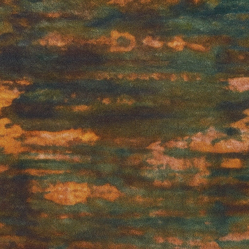 Green and brown tie-dye t-shirt with a forest-inspired pattern