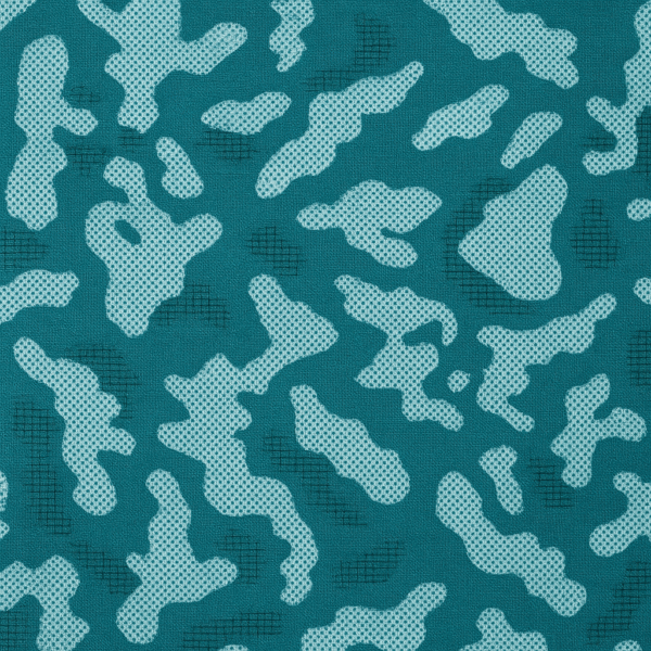 Short-sleeve teal kids' t-shirt with an abstract pattern design
