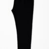 Black full-length cotton leggings displayed flat on a plain white background.