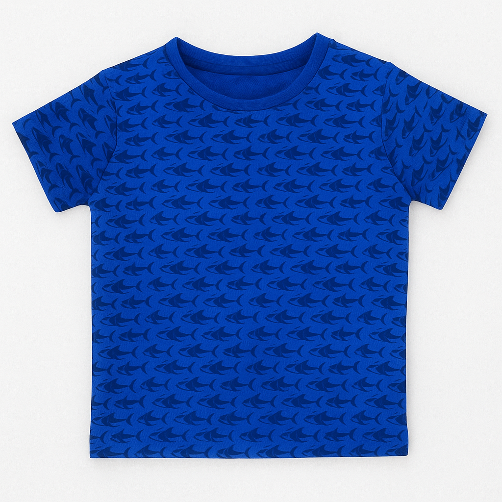 Royal blue kids pajama set with multicolored dinosaur print – T-shirt and matching pants