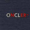 Navy Moncler t-shirt with red, white, and blue embroidered logo on chest