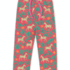 Colorful kids trouser with zebra and leaf print on red base