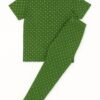 Green short-sleeve kids' night suit with diamond pattern - t-shirt and leggings set