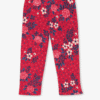 Red floral pajama set for girls with roses and leaves print