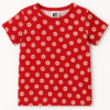 Red kids T-shirt with all-over white daisy print for children aged 4–5 years