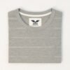 Man wearing a plain light grey melange crewneck T-shirt with short sleeves