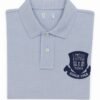 Folded light blue polo shirt with embroidered "Limited Edition Since 1968" crest on chest