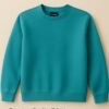 Teal Green Crew Neck Sweatshirt – Casual Unisex Pullover for Everyday Wear Teal green plain crew neck sweatshirt on wooden hanger in modern clothing store.