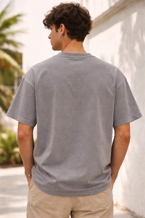Light Grey Oversized “Worldwide” Graphic T-Shirt for Men