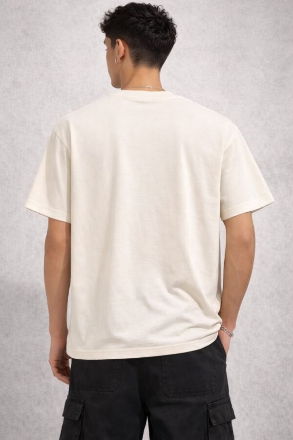 Beige Motorcycle Wings Graphic Oversized T-Shirt for Men