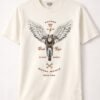 Beige Motorcycle Wings Graphic Oversized T-Shirt for Men