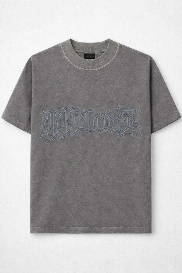 Dark Grey “Worldwide” Embossed Graphic Oversized T-Shirt for Men