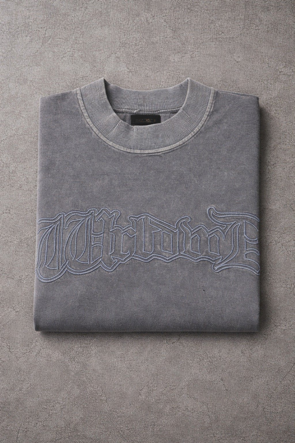 Dark Grey “Worldwide” Embossed Graphic Oversized T-Shirt for Men - Image 3