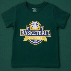 Boys Green “Basketball Championship” Graphic T-Shirt – Kids Casual Cotton Tee