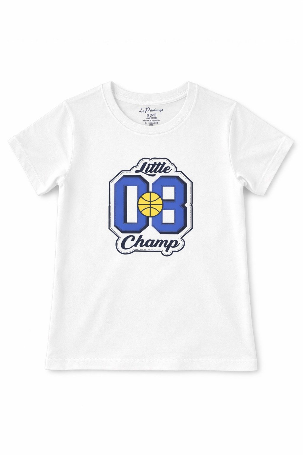 Boys White “Little 08 Champ” Graphic T-Shirt – Kids Casual Cotton Tee - Image 3