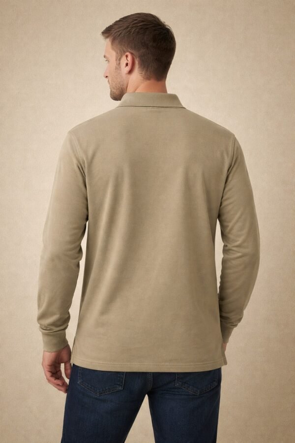 Classic Beige Long Sleeve Polo Shirt