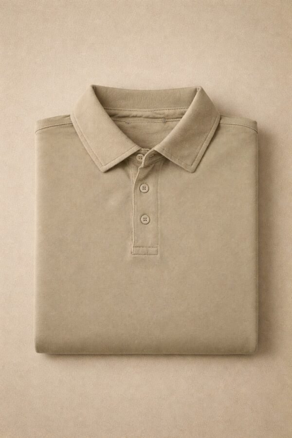 Classic Beige Long Sleeve Polo Shirt