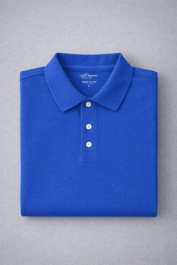 Men's Blue Long Sleeve Polo Shirt