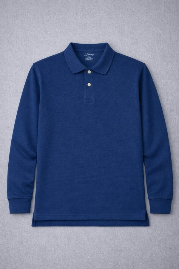 Classic Navy Blue Long Sleeve Polo Shirt