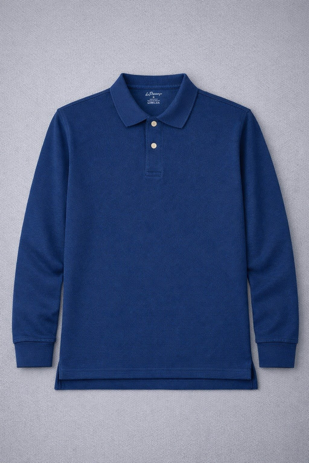 Classic Navy Blue Long Sleeve Polo Shirt - Image 3