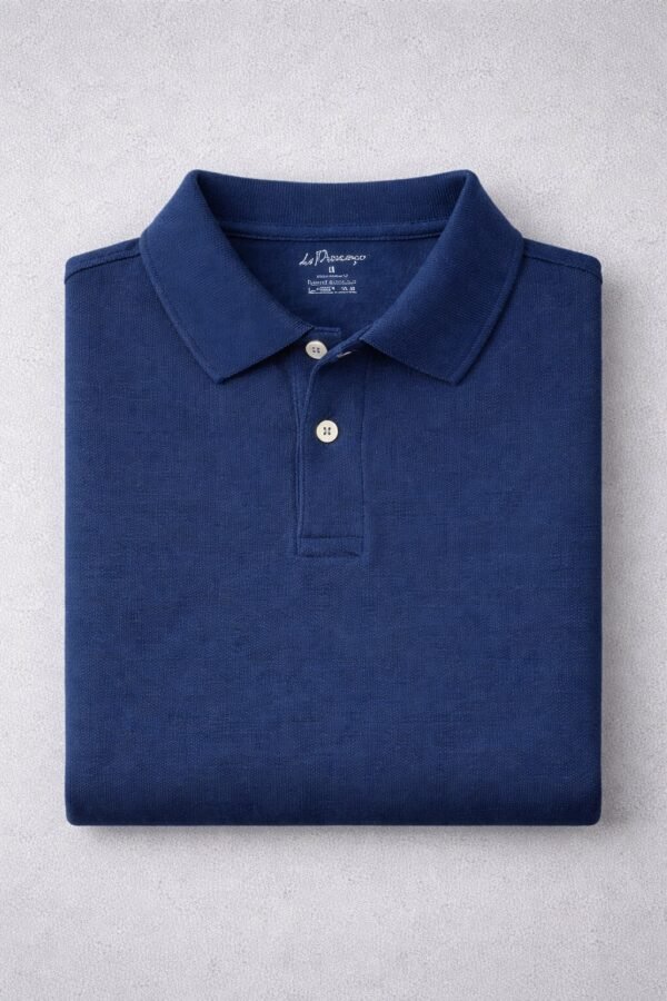 Classic Navy Blue Long Sleeve Polo Shirt