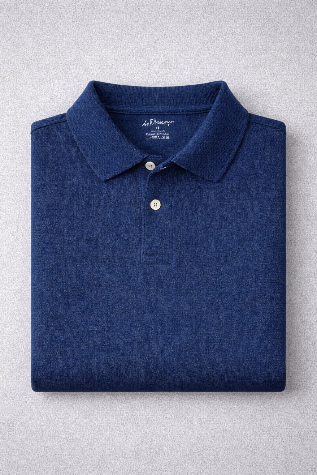 Classic Navy Blue Long Sleeve Polo Shirt - Image 2