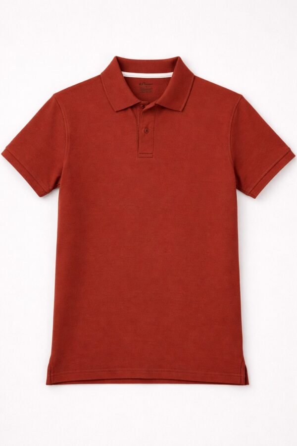 Classic Rust Brown Cotton Polo Shirt