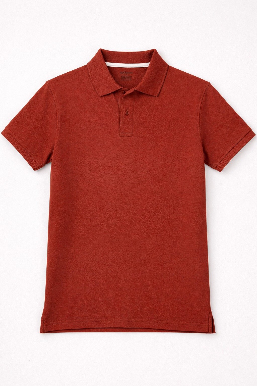 Classic Rust Brown Cotton Polo Shirt - Image 3