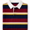 Men’s Maroon & Navy Striped Long Sleeve Polo Shirt